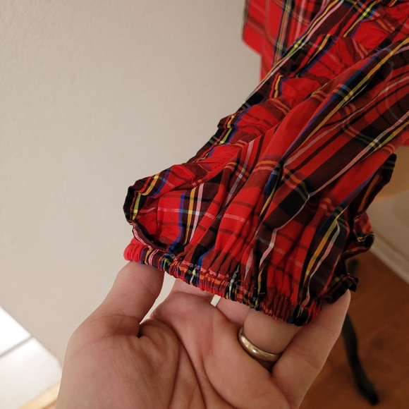 J. Crew Holiday Tartan Blouse With Ruffle Sleeves - Picture 6 of 7